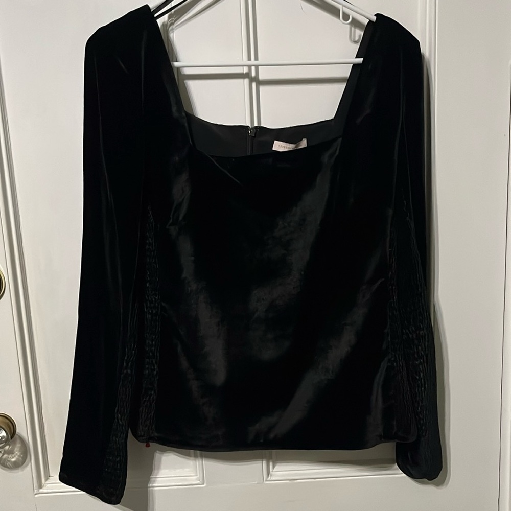 NWT Rebecca Taylor Black Velvet Top